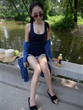 Micro blog goddess yuenuan's photo of black silk legs(151)