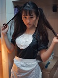 Bowing to the big guy, cute girl in Shenzhen school uniform, maid in Hong Kong(25)