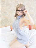 Photo series of rabbit playing with pictures - open back sweater(86)