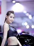 Korean long legged sexy car model in black leather Tights - Li Xiaoying(1)