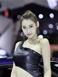 Korean long legged sexy car model in black leather Tights - Li Xiaoying(2)
