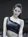 Korean long legged sexy car model in black leather Tights - Li Xiaoying(22)