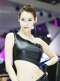 Korean long legged sexy car model in black leather Tights - Li Xiaoying(4)