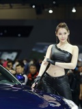 Korean long legged sexy car model in black leather Tights - Li Xiaoying(7)