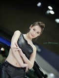 Korean long legged sexy car model in black leather Tights - Li Xiaoying(8)