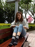 Love media No.014 high cold style of big sister Oh, small white shoes with pink boat socks(86)