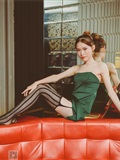 Close up of charming black silk stockings in the KTV box of SSA silk society vol.0019(28)