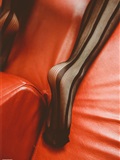 Close up of charming black silk stockings in the KTV box of SSA silk society vol.0019(36)