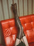 Close up of charming black silk stockings in the KTV box of SSA silk society vol.0019(54)