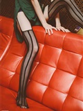 Close up of charming black silk stockings in the KTV box of SSA silk society vol.0019(65)