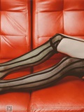 Close up of charming black silk stockings in the KTV box of SSA silk society vol.0019(8)