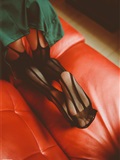 Close up of charming black silk stockings in the KTV box of SSA silk society vol.0019(87)