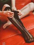 Close up of charming black silk stockings in the KTV box of SSA silk society vol.0019(89)