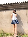 Foot model Yishu white shirt blue skirt pure lady(12)