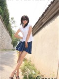 Foot model Yishu white shirt blue skirt pure lady(15)