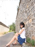 Foot model Yishu white shirt blue skirt pure lady(13)