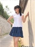 Foot model Yishu white shirt blue skirt pure lady(16)