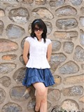 Foot model Yishu white shirt blue skirt pure lady(8)