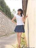 Foot model Yishu white shirt blue skirt pure lady(18)