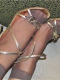 Close up of high heel silk feet (5) grey silk No.165(25)