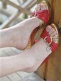 Fanny enjoys leisure time. Red sandal(41)