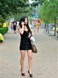 [outdoor Street Photo] 2013.09.11 super black short skirt with buttocks and high heels(6)