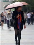 [outdoor Street Photo] 2013.09.13 black silk young woman wearing fashionable umbrella(16)