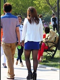[outdoor Street Photo] 2013.09.27 blue skirt and black silk plump young woman(18)