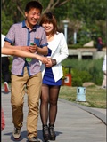 [outdoor Street Photo] 2013.09.27 blue skirt and black silk plump young woman(20)