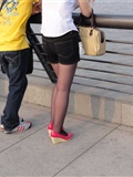 [outdoor Street Photo] 2013.09.06 Bund beauty black silk red shoes, thin stockings(3)