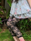 Pure black lace rose pattern Capris(10)