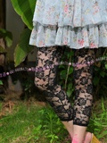 Pure black lace rose pattern Capris(9)