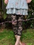 Pure black lace rose pattern Capris(6)