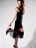 Enchanting woman black silk high heel(6)