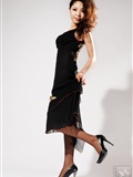 Enchanting woman black silk high heel(8)