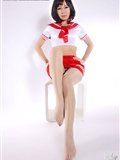 Tian Tian's red sailor suit (Part 2) [ligui] model with beautiful legs and silk stockings(7)