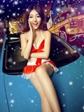 Lovely two sisters in Christmas show chariot phantom Bini beauty beach style fresh photo hot figure(13)