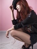 [Studio Photo] Korean car model Han Zhien with black silk miner skateboard girl(20)