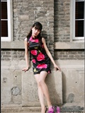 Cheongsam outside shooting wearing thin black silk transparent cheongsam Shanghai Fashion Photography original(24)
