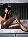 [silk dance] in August 2012, three sets of No.527 tight gold leopard print imitation leather pants are very sexy(35)