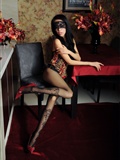[silk dance VIP] no.481 black silk with unique pattern on legs and gorgeous corset(13)