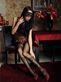 [silk dance VIP] no.481 black silk with unique pattern on legs and gorgeous corset(4)